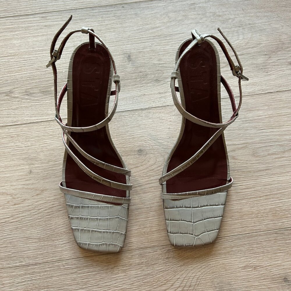 GITA SANDAL | FRENCH GREY CROC EMBOSSED